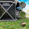 11 x 11ft Pop Up Gazebo Screen Tent with Removable Roof Cover, Roll-up Wind Panels for Camping, Backyard, Dark Gray