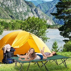 2 Person Folding Camp Cot for Adults, 50" Wide Outdoor Portable Sleeping Cot with Carry Bag, Elevated Camping Bed, Green
