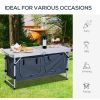 47" Aluminum Portable Camping Table, Folding Picnic Table with Handle & Storage, Silver