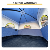 6 Person Outdoor Camping Tent, Waterproof Windproof Easy Setup, Double Layer Family Camping Tent with 1 Mesh Door & 5 Large Mesh Windows, Blue