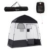 Outsunny Shower Tent w/ Two Rooms, Shower Bag, Floor and Carrying Bag, Portable Privacy Shelter, Instant Changing Room for 2 Person, Black