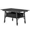 Outsunny 3ft Aluminum Small Folding Table, Portable Camping Table with Storage Bag, Carry Bag for Outdoor Picnic BBQ, Black