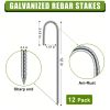 12PC 12inch J-Shaped Threaded Ground Screws, Steel Ground Screws, for Pipe and Tent Securing, Windproof and Durable