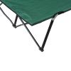 2 Person Folding Camp Cot for Adults, 50" Wide Outdoor Portable Sleeping Cot with Carry Bag, Elevated Camping Bed, Green