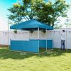 10' x 10' Pop Up Canopy Tent with 2 Half Sidewalls, UV50+ Instant Sun Shelter with Wheeled Carry Bag, Dark Blue