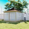 12' x 12' Canopy Tent with Mesh Netting, UPF50+ Pop Up Tent with Carry Bag for Garden, Patio, Brown