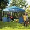 10' x 10' Pop Up Canopy Tent with 2 Half Sidewalls, UV50+ Instant Sun Shelter with Wheeled Carry Bag, Dark Blue