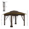 12x12 Dark Brown Pop Up Canopy Tent with Netting Carry Bag for Instant Sun Shelter Shade
