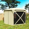 11 x 11ft Pop Up Gazebo Screen Tent with Removable Roof Cover, Roll-up Wind Panels for Camping, Backyard, Beige