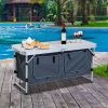 47" Aluminum Portable Camping Table, Folding Picnic Table with Handle & Storage, Silver
