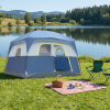 6 Person Outdoor Camping Tent, Waterproof Windproof Easy Setup, Double Layer Family Camping Tent with 1 Mesh Door & 5 Large Mesh Windows, Blue