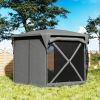11 x 11ft Pop Up Gazebo Screen Tent with Removable Roof Cover, Roll-up Wind Panels for Camping, Backyard, Dark Gray