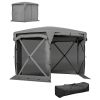 11 x 11ft Pop Up Gazebo Screen Tent with Removable Roof Cover, Roll-up Wind Panels for Camping, Backyard, Dark Gray