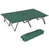 2 Person Folding Camp Cot for Adults, 50" Wide Outdoor Portable Sleeping Cot with Carry Bag, Elevated Camping Bed, Green