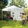 10' x 10' Pop Up Canopy Tent w/ Sidewall, Height Adjustable Instant Sun Shelter w/ Storage Pockets, White