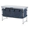 47" Aluminum Portable Camping Table, Folding Picnic Table with Handle & Storage, Silver