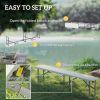 2 Pack 6 ft Portable Foldable Bench Seats, Plastic Folding Benches with Carrying Handle for Camping, White