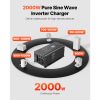 Pure Sine Wave Inverter Charger, 2000 Watt, DC 12V to AC 120V Power Inverter with LCD Display, Remote Control