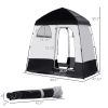 Outsunny Shower Tent w/ Two Rooms, Shower Bag, Floor and Carrying Bag, Portable Privacy Shelter, Instant Changing Room for 2 Person, Black