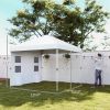 10' x 10' Pop Up Canopy Tent w/ Sidewall, Height Adjustable Instant Sun Shelter w/ Storage Pockets, White