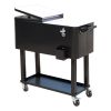 80 QT Rolling Cooling Bins Ice Chest on Wheels Outdoor Stand Up Drink Cooler Cart for Party, Black