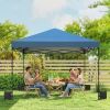 10 x 10 ft Pop Up Canopy Tent with One Push Setup, Outdoor Portable Instant Canopy Shelter w/ Roller Bag, Dark Blue