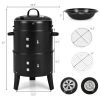 3-in-1 Charcoal Grill Combo with Built-in Thermometer