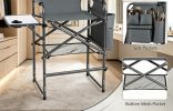 Portable Folding Tall Director Chair with Side Table 26 Inch Seat Height Camping Chair for Outdoor Events