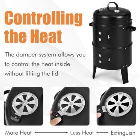 3-in-1 Charcoal Grill Combo with Built-in Thermometer