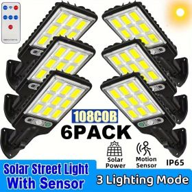 6 Packs Solar Powered Motion Sensor Outdoor Garden Light With 108 COB LED Lights