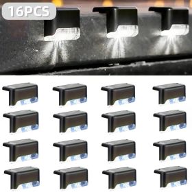 32&16 PCS Solar Deck Lights Outdoor Solar Step Lights Waterproof Led Solar Lights For Outdoor Stairs Step Fence Yard Patio And Pathway Family's Gifts (Option: White Light 16Pack)