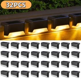 32&16 PCS Solar Deck Lights Outdoor Solar Step Lights Waterproof Led Solar Lights For Outdoor Stairs Step Fence Yard Patio And Pathway Family's Gifts (Option: Warm Light 32Pack)