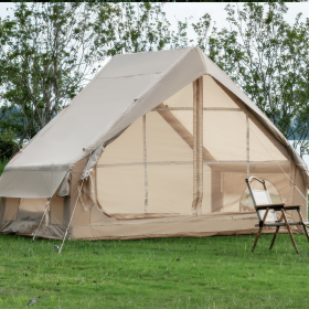Inflatable Tent With Pump,Glamping Tents For 4-6 Person, Easy Setup 4 Season Waterproof Outdoor Tent (Color: Beige)