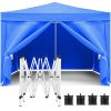 10'x10' Pop Up Canopy Outdoor Portable Party Folding Tent with Removable Sidewalls + Carry Bag + 4pcs Weight Bag