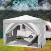 10'x10' Pop Up Canopy Outdoor Portable Party Folding Tent with Removable Sidewalls + Carry Bag + 4pcs Weight Bag