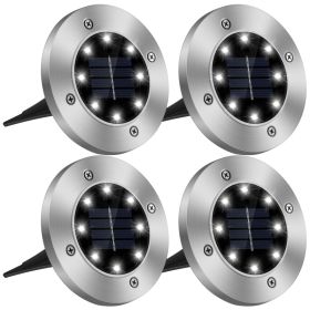 4Pcs Solar Powered Ground Light Outdoor IP65 Waterproof Buried In-Ground Lamp Decorative Path Deck Lawn Patio Lamp (Option: 4Pc)
