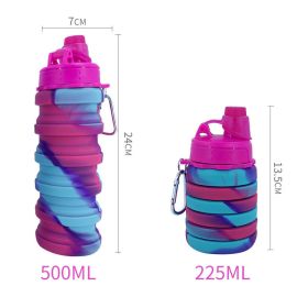 500ml Creative Silicone Folding Water Cup Outdoor Sports Ride Fitness Portable Kettle Camouflage Gift Cup Free Delivery Items (Color: 04, Capacity: 0.5L)