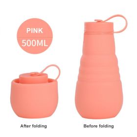500ml Large Capacity Silicone Folding Water Bottle High Temperature Resistance Outdoor Sports Bottle Travel Portable Cup (Color: 04, Capacity: 500ML)